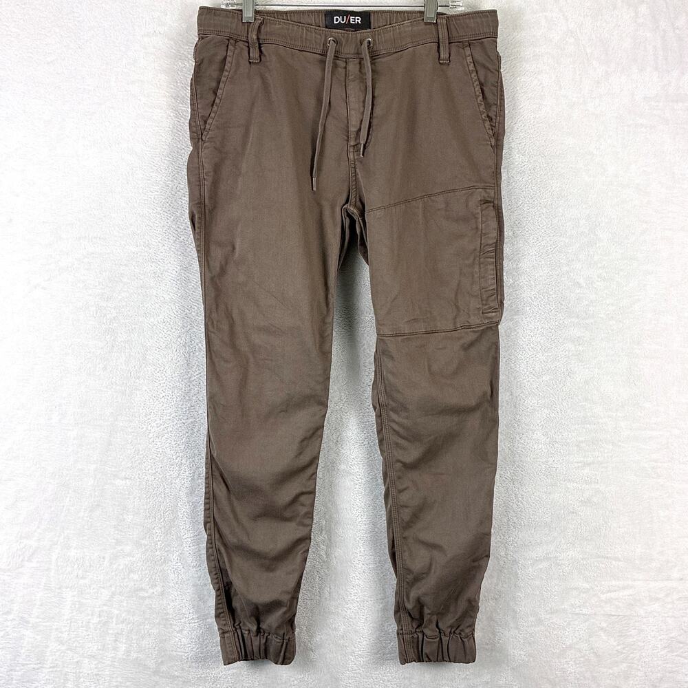 DU/ER DUER No Sweat Jogger Pants Mens 32x29 Brown N2X Slim Pull On Drawstring
